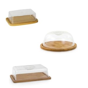 Combo Kit Porta Queijo + Porta Manteiga + Porta Frios Bambu