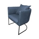 Ver imagem 1 de Poltrona Luaninha Base Metálica Preta Linho Azul - Vallisa Decor