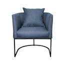 Ver imagem 2 de Poltrona Luaninha Base Metálica Preta Linho Azul - Vallisa Decor