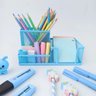 Porta Lapís Caneta Clips Lembrete Aramado Kit c/ Porta Treco Quadrado Azul Gv Office Acessorios de M - 1