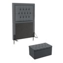 Ver imagem 1 de Kit Cabeceira Estofada Pegasus e Calçadeira Sagitarius 90 Para Cama de Solteiro Sued Cinza Aradecor