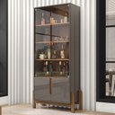 Ver imagem 1 de Cristaleira Lizz 4 Portas 3 Prateleiras Perola/Cedro - Casa D