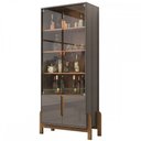 Ver imagem 2 de Cristaleira Lizz 4 Portas 3 Prateleiras Perola/Cedro - Casa D