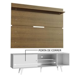 Rack Madesa Dubai e Painel para Tv até 65 Polegadas com Pés - Branco/rustic 096e - 5