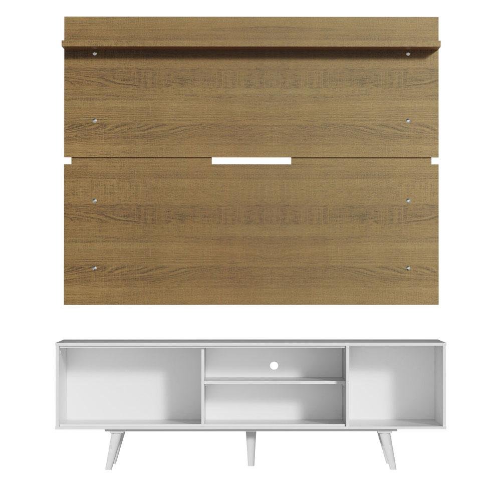 Rack Madesa Dubai e Painel para Tv até 65 Polegadas com Pés - Branco/rustic 096e - 7