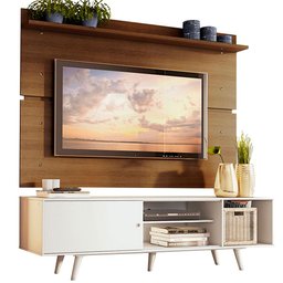 Rack Madesa Dubai e Painel para Tv até 65 Polegadas com Pés - Branco/rustic 096e - 2