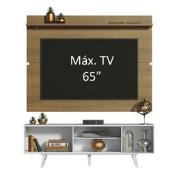 Rack Madesa Dubai e Painel para Tv até 65 Polegadas com Pés - Branco/rustic 096e - 4