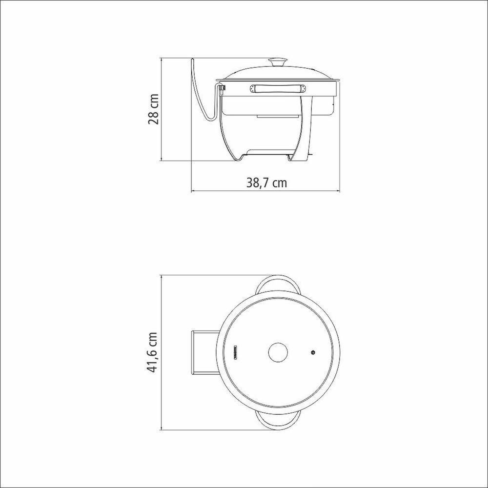 Rechaud Tramontina Redondo em Aço Inox Banho Maria com Suporte para Tampa 4,3 L Tramontina - 3