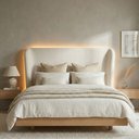 Ver imagem 3 de Cabeceira Cama Casal Livia 140cm Orgânica Curva Bouclê Off White - Vimont Moveis