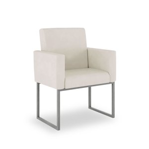 Poltrona Decorativa/sala/quarto Cor Bege - Base Ferro Cinza