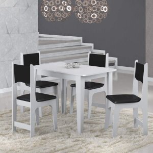Conjunto Sala de Jantar Mesa com 4 Cadeiras Nicoli 