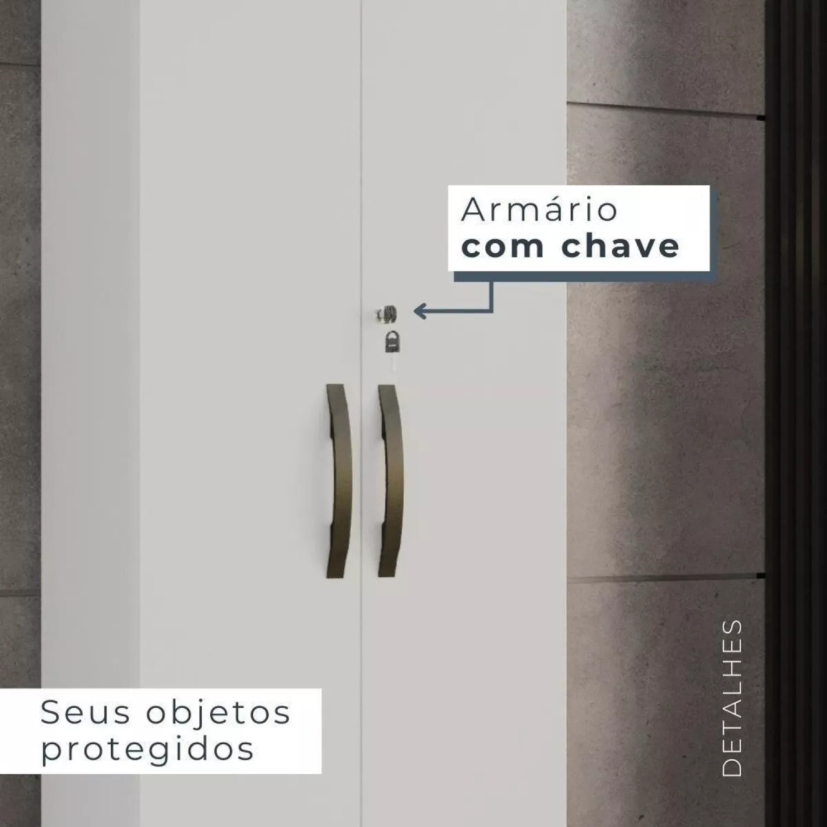 Armário Multiuso 2 Portas com Chave Caique - Chf - Branco - 6