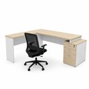 Ver imagem 2 de Conjunto Mesa Pedestal em L + Cadeira de Escritório Ergonômica