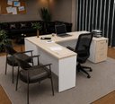Ver imagem 5 de Conjunto Mesa Pedestal em L + Cadeira de Escritório Ergonômica