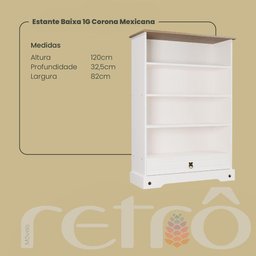 Estante Baixa Corona Mexicana 1gaveta Creme/carvalho - 2