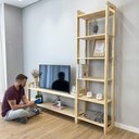 Ver imagem 6 de Rack TV Linea Natural 141,5cm Madeira Maciça com Estante Artfactory Design