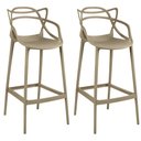 Ver imagem 1 de Kit 2 Banquetas Allegra com Encosto Design Cozinha/Bancada - Nude