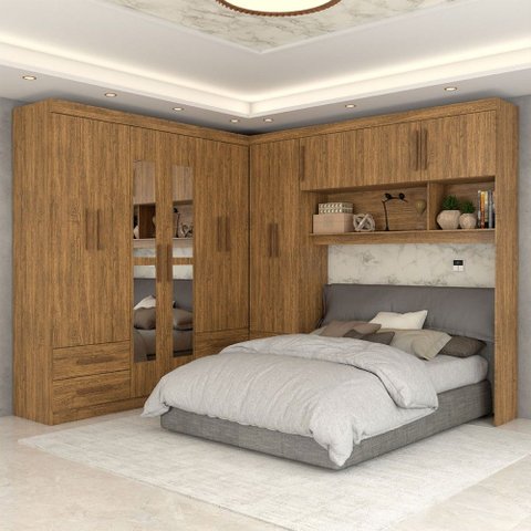 Guarda-roupa Casal Modulado Belgrado 11 Portas 6 Gavetas com Espelho Cinamomo - Panorama Móveis