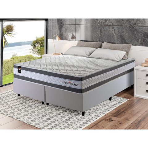 Conjunto Cama Box Queen c/ Molas Ensacadas Alpine Branco 158x198x65