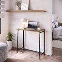 Ver imagem 2 de Escrivaninha Mesa de Estudo Compacta Dobrável Industrial Mel 80x45x77,5cm Placa e Ponto