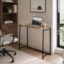 Ver imagem 4 de Escrivaninha Mesa de Estudo Compacta Dobrável Industrial Mel 80x45x77,5cm Placa e Ponto
