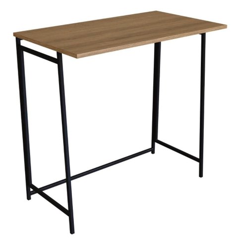 Escrivaninha Mesa de Estudo Compacta Dobrável Industrial Mel 80x45x77,5cm Placa e Ponto