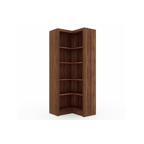 Guarda Roupa Closet de Quarto Canto Oblíquo Me4132 C- 4 Prateleiras Aberto S- Portas Nogal
