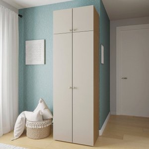 Guarda-Roupa 2 Módulos 4 Portas 3 Prateleiras Frame CabeCasa MadeiraOriginals