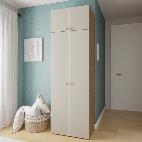 Guarda-Roupa 2 Módulos 4 Portas 3 Prateleiras Frame CabeCasa MadeiraOriginals