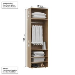 Guarda-Roupa 2 Módulos 4 Portas 3 Prateleiras Frame CabeCasa MadeiraMadeira - 4