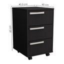 Ver imagem 3 de Gaveteiro para Escritorio 3 Gavetas 65x41 Cm com Rodizios B26 Preto Novam