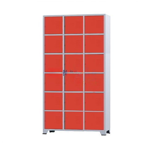 Armário Roupeiro De Aço 18 Portas Para Vestiário Academia Locker Vermelho