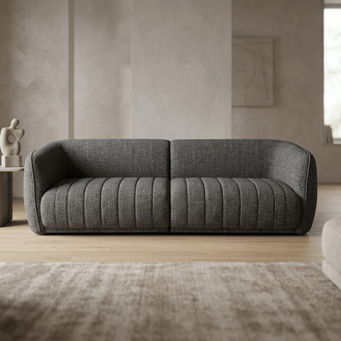 Sofá Orgânico Oslo 252cm Linho Premium Design Curvo Minimalista Escandinavo para Sala de Estar Luxo: