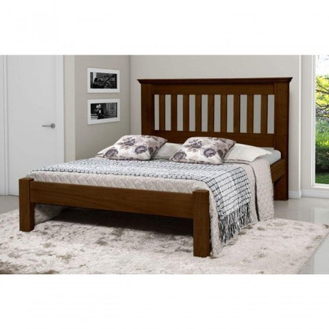 Cama Queen Size Texas de Madeira Maciça Tauari Castanho