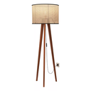 Ver imagem 2 de Luminária Abajur Tripé Cúpula Rattan Pés em Madeira - Palha/preto