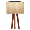 Ver imagem 3 de Luminária Abajur Tripé Cúpula Rattan Pés em Madeira - Palha/preto