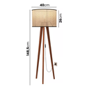 Ver imagem 5 de Luminária Abajur Tripé Cúpula Rattan Pés em Madeira - Palha/preto