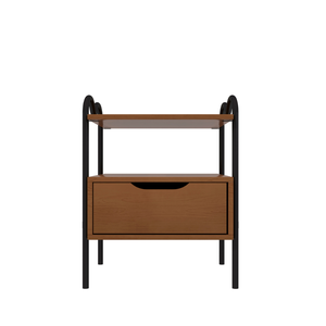 Mesa de Cabeceira Oasis 1 Gaveta Preto/nature Mdf:nature