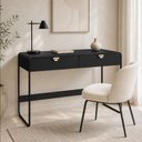 Ver imagem 1 de Mesa Escrivaninha Industrial Home Office 2 Gavetas 125cm Alek A03 Nero Preto - Lyam Decor