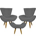 Ver imagem 1 de Kit 2 Poltronas Decorativas Para Sala Recepção Escritório Consultório + Puff Emilia Suede