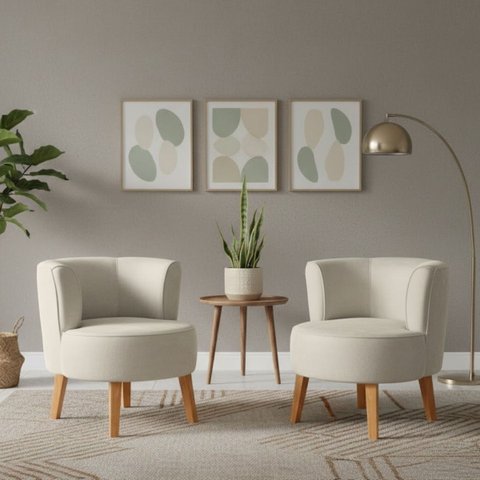 Kit 2 Cadeiras Decor para Recepção Aconchegante Resistente Tecido Veludo Macia Pés de Madeira