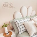 Ver imagem 1 de Cabeceira Pétala 120cm para Cama de Solteiro:linho Azul