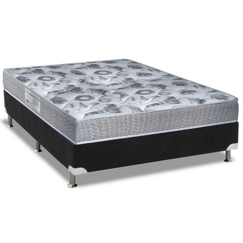 Cama Box Viúva: Colchão Ortopédico Ortobom D28/EP Fort Tech ISO 60 + Base CRC Suede Black(128x188)