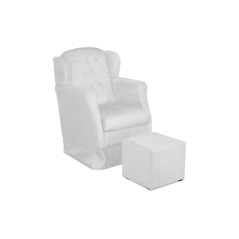 Puff e Poltrona Amamentação Balanço Quarto Baby Suede Branco- Incasa Decor