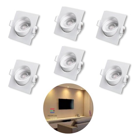 6 Spots Quadrado 3w Embutir Sanca Direcionavel Mr11 Dicroica