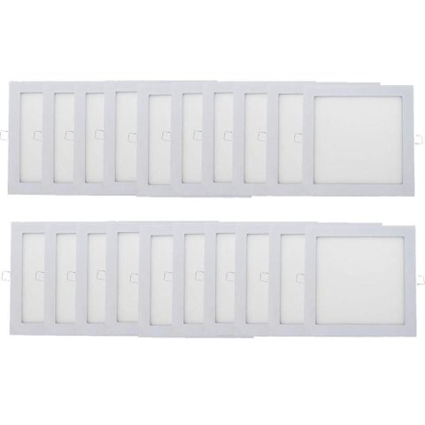 Kit 20 Plafon Painel LED Luminária Downlight 18W Embutir