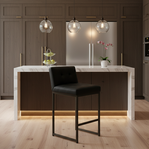 Banqueta Alta para Cozinha Industrial com Encosto Lirina Pu Preto C05 - D'rossi