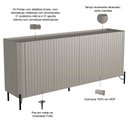 Ver imagem 2 de Buffet Sala de Jantar 4 Portas Brise 1 Gaveta Pés Industrial Preto Naim I03 Grigio - Lyam