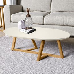 Mesa de Centro Classic Oval Tebarrot - Ofertamo - Off White - 2