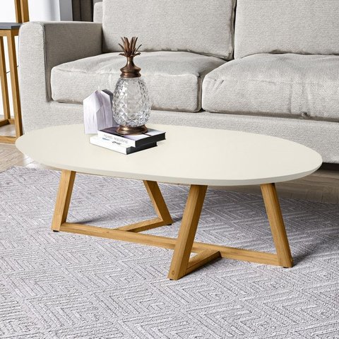 Mesa de Centro Classic Oval Tebarrot - Ofertamo - Off White